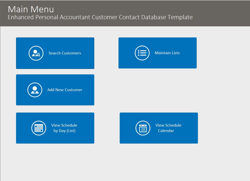 Personal Accountant Enhanced Contact Template | Contact Database
